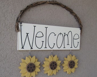 WELCOME SIGN (SUNFLOWERS) for wall and home decor