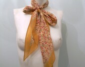 vintage. 70s Long Pale Yellow Silk Scarf // Neck Scarf // Bohemian Scarf