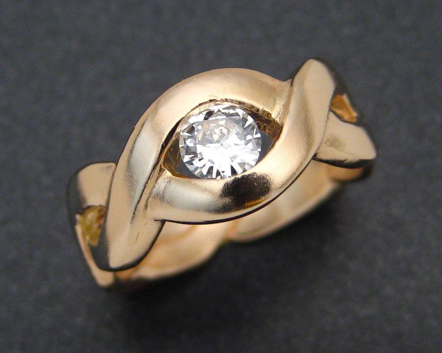 Gold and Diamond Moebius Strip Ring