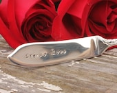 Spread Love Cheese Spreader Butter Spreader.  Valentine Hand Stamped Butter Knife Ornate Roses Silver Plate