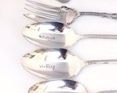 Shabby Serving Set 5  piece set  Stamped Silverware Serving Set. Holiday Entertaining, Rustic,  - Sample Sale, As is.