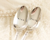 Mine and Yours Spoon set: Coffee Spoons, Ice Cream Spoon, Cereal Spoons, VIntage Silver Plate, Wedding, Valentines Day
