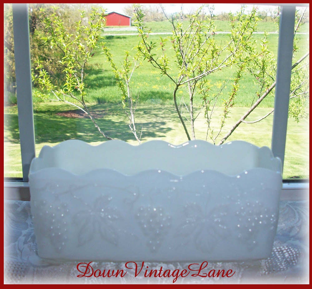 Milk Glass Grape and Leaf Pattern Anchor Hocking Fire King