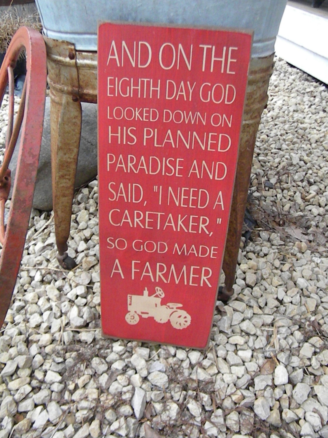 So god made a farmer Sign Primitive Typography  subway sign