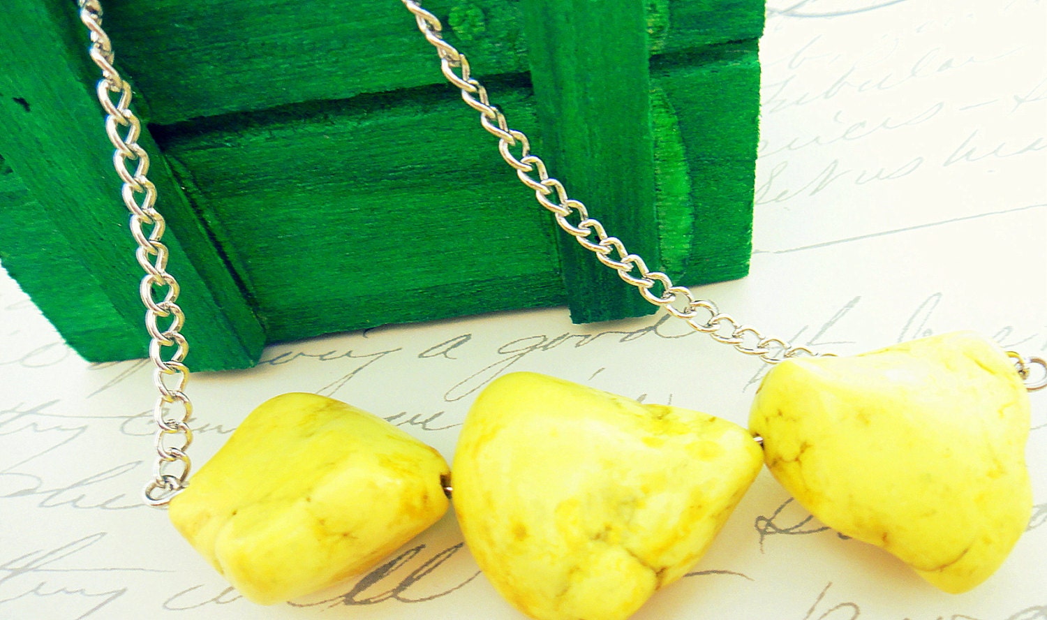 Simple Yellow Necklace, Yellow Chic Necklace, Yellow Howlite Chain, Canary Yellow Beads