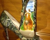 Custom Order, Hand Painted, Pet Portrait, High Heel Shoes