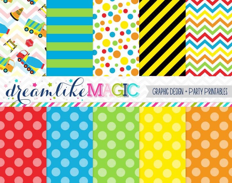 Lil Construction Zone- Digital Paper Pack for Personal or Commercial Use