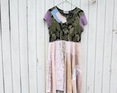 medium - xlarge  / Upcycled clothing / Funky Tshirt Dress / Eco Dress / Tattered Artsy Dress by CreoleSha