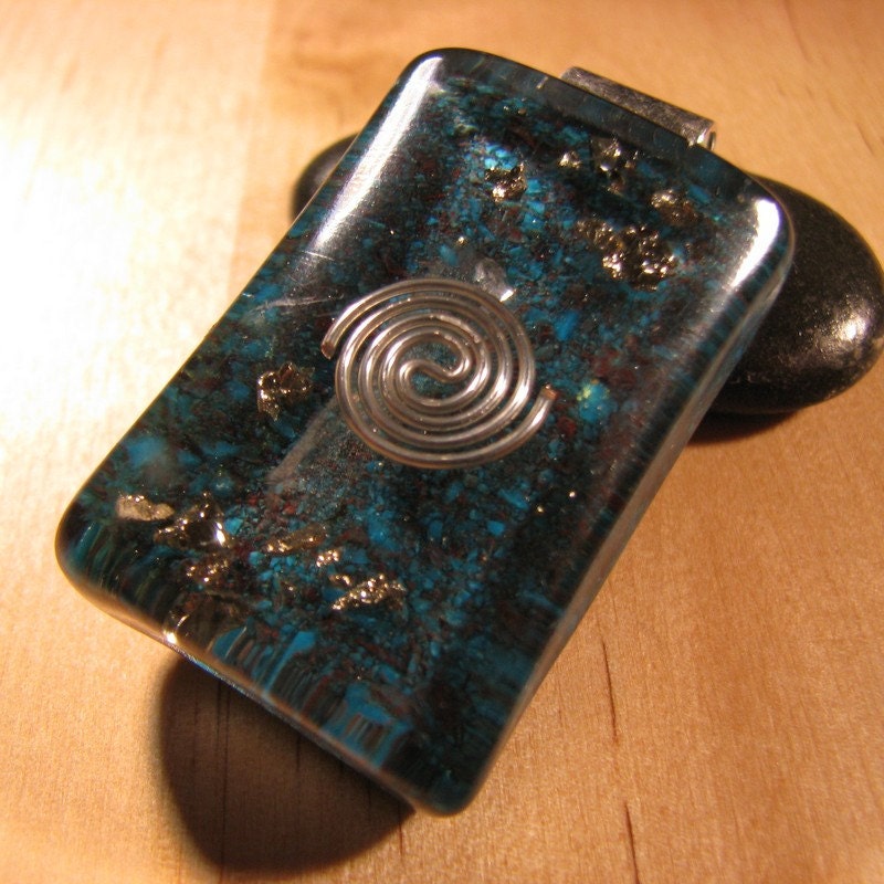Chrysocolla and Pyrite Orgone Pendant