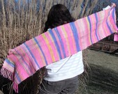 Pinkie Pie Handspun Woven scarf shawl