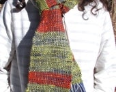 Orange yellow stripes Handspun Woven scarf