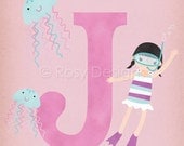 J is for Jellyfish - Alphabet - 8 x 10 Archival Print