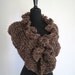 Light  Brown Color Ruffled Handknitted Collar Scarf Capelet Necklet with Two Knitted Brooches