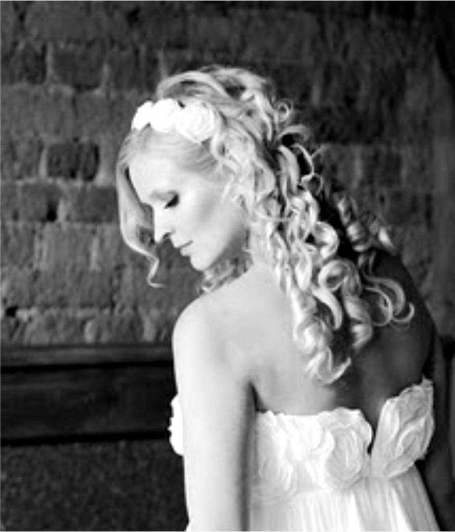 bridal ROMANTIC flowers rosettes HEADBAND in ivory linen fabric