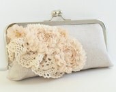 Bridal clutch shabby chic wedding, blush ivory clutch, wedding evening bag, Bridesmaid Gifts Wedding Party Clutches Purses Bags