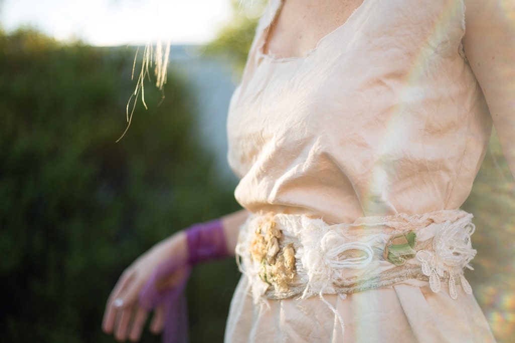 SALE -Textured Silk and cotton Fabric Belt or Headband. Raw and Organic, By RawHemline on etsy
