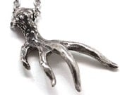 silver deer antler pendant on a matching chain Blue Bayer Design NYC