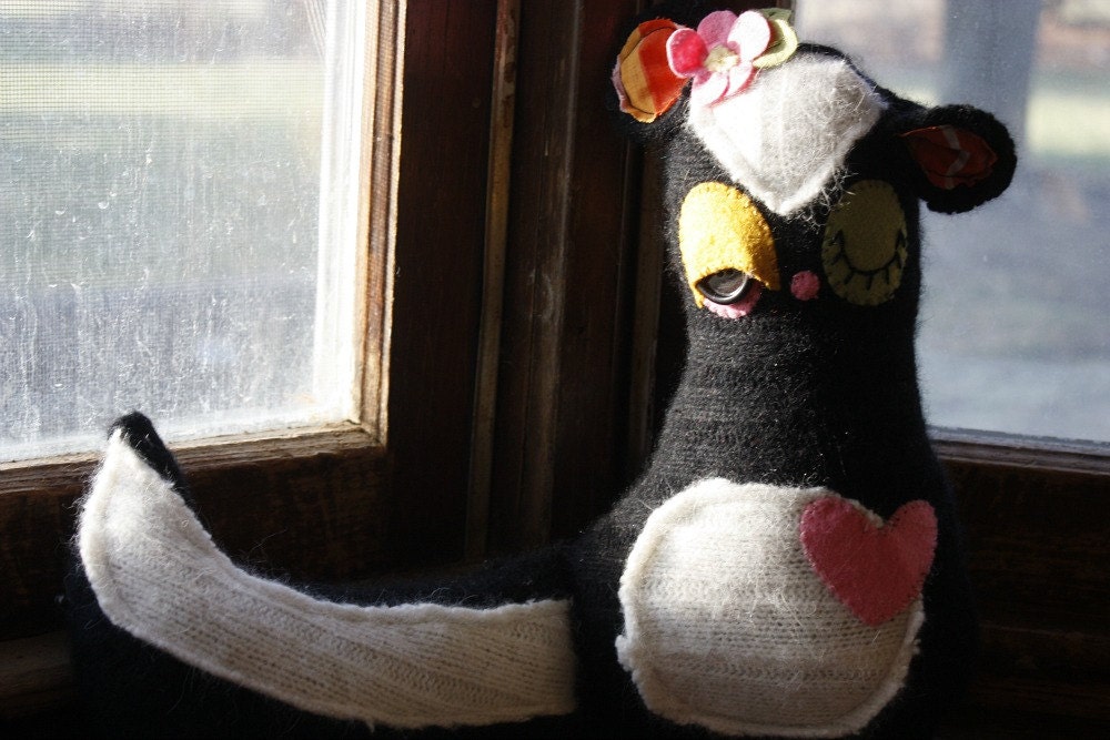 skunk stuffed animal plush, skunk plush, skunk softie, handmade/ eco friendly