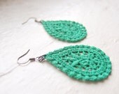 Jade Lace Earrings - Amaya - Green Lace Jewelry - Emerald Dangle Earrings For Her