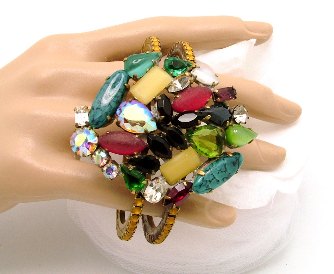 Ornate Vintage Czech Clamper Bracelet