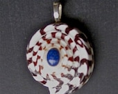 Pendant, sea shell and Lapis Lazuli inlay