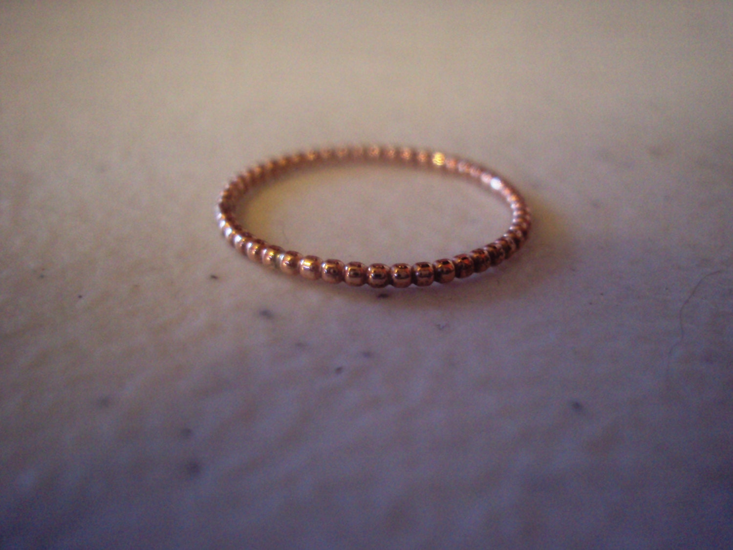 Rose gold ring:beaded ring, pink gold ring,engagement ring, wedding band, gift , 10kt gold 1.25mm , 16g thick,