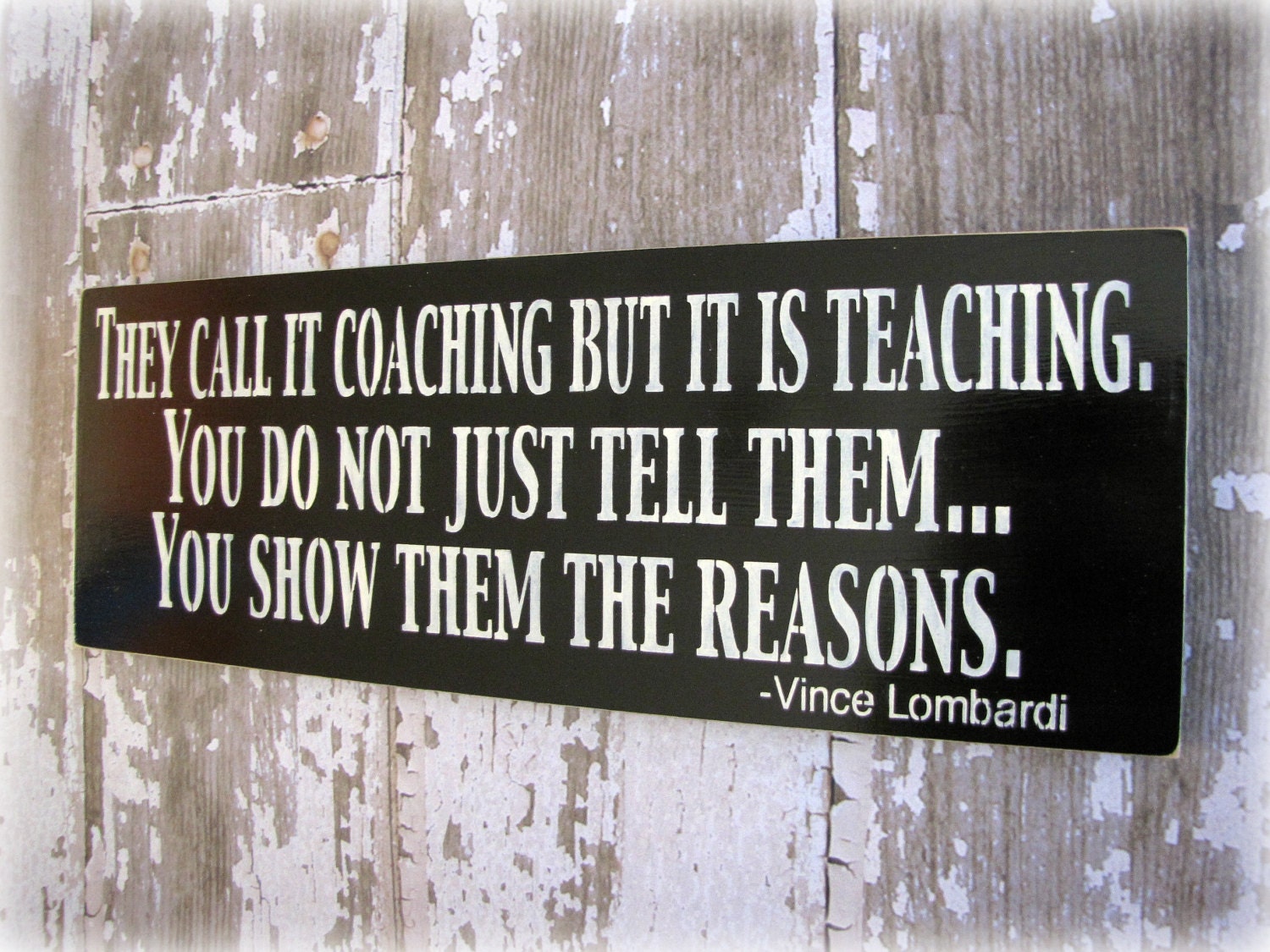 Lombardi Lesson-Coach-Teacher-Shabby Chic Typography Sign-Black