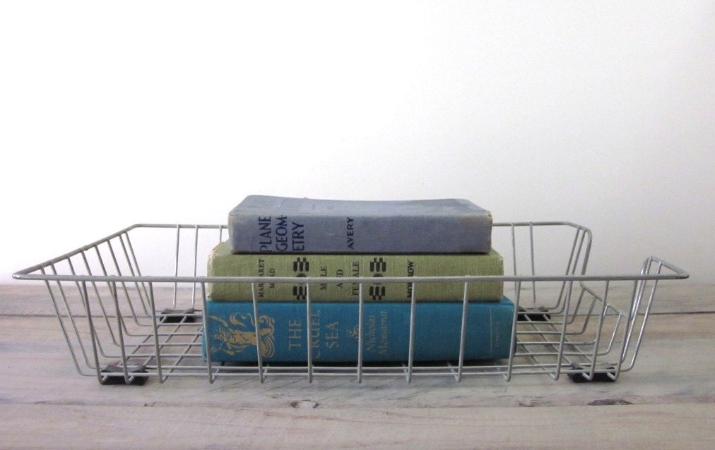 Vintage Wire File Basket Industrial Office