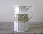 Vintage Transferware Ironstone Pitcher Kensington Staffordshire Green Dundee
