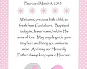 Baby Girls Baptism Gift, Christening Gift, Pink Gray Nursery Art, Personalized Kids Wall Art, God Bless this Child, 8x10 Print