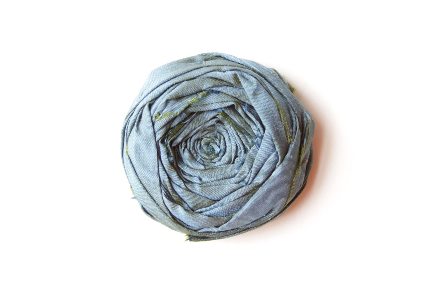 Blue Slate Silk Flower Brooch Rosette Brooch Pin Flower Pin 2.25 inches