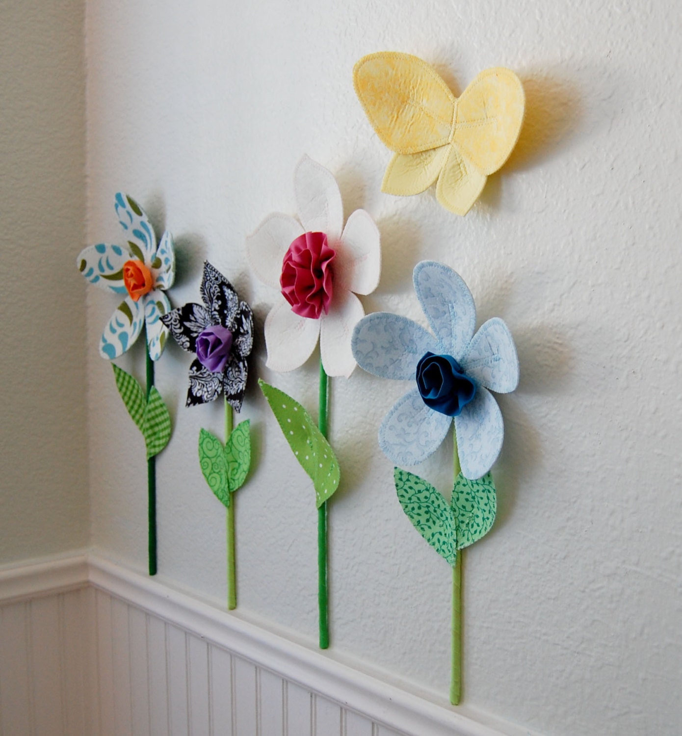 girls room decor. wall flowers.  fabric flowers. 3d wall decor.  fabric wall flower. light blue fabric flower
