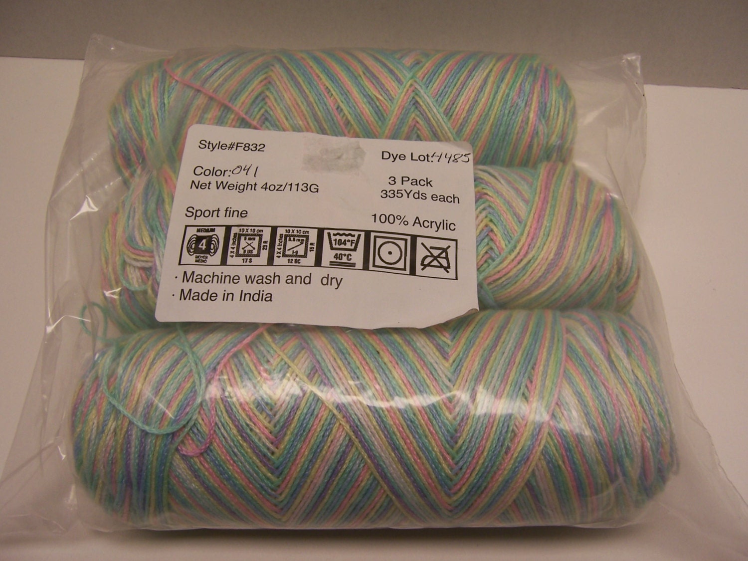 3 Skeins Red Heart Luster Sheen Baby Combo Print Colors NEW