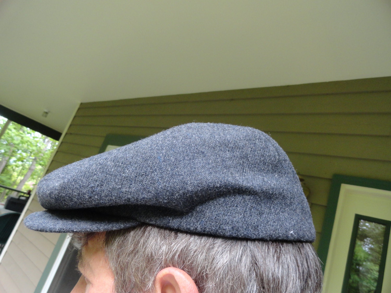 Vintage GREY Wool Newsboy Cap XL 7 1/2 - 7 5/8  Great Shape Father's Day