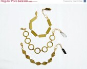 SUMMER SALE Quartz Geometric Bracelet, Adjustable Metal Bracelet with Raw Crystal Quartz Drop - Your Choice