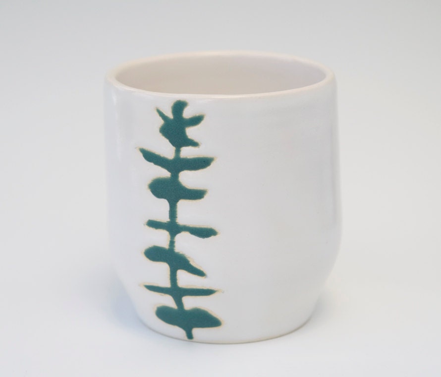 ceramic cup - eucalyptus in blue green matte