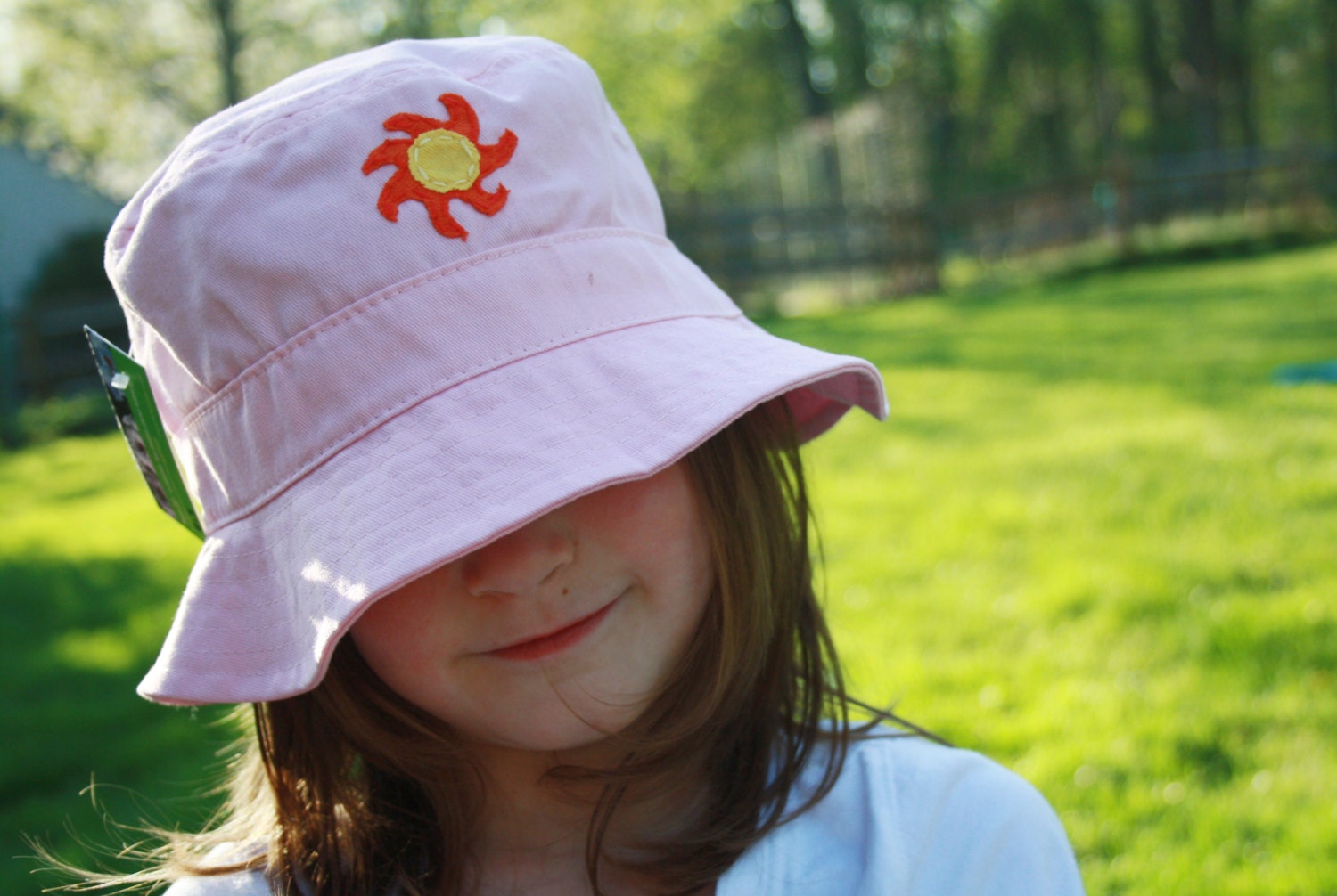 Sun/Sunshine Toddler or Infant Bucket Hat, handsewn recycled t-shirt applique, cute beach or pool hat