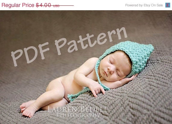 Sale Crochet pixie bonnet pattern, newborn bonnet pattern, baby hat crochet pattern, permission to sell finished item, easy crochet pattern