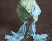 Green and Blue. Crochet Newborn Bonnet. Vintage Style. Photogrpahy Prop. Knit Hat. Baby Girl