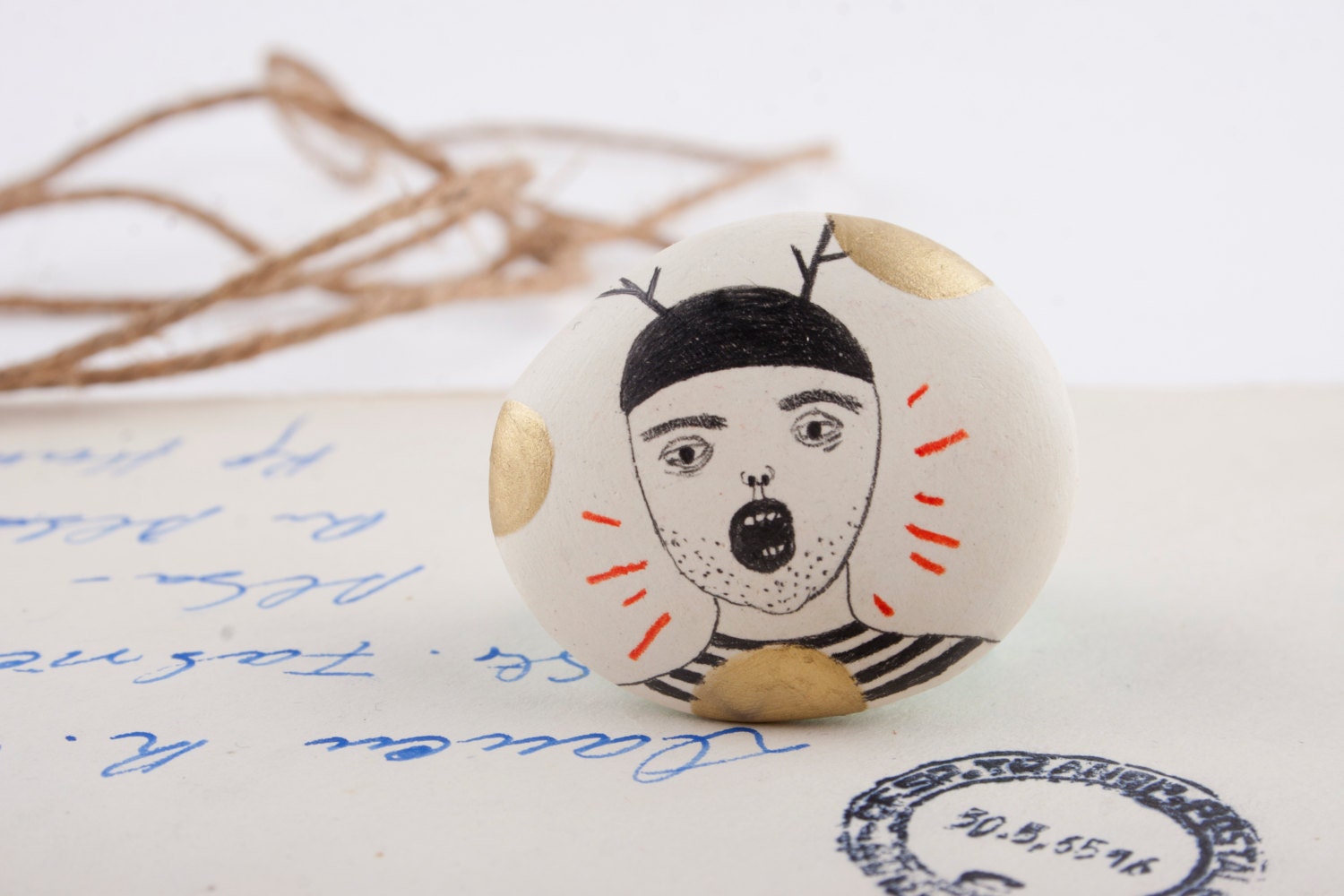 Man with Antlers Shouting Brooch