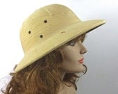 Genuine Vintage Distressed Canvas Pith Helmet Safari Hat - Steam Punk Hat