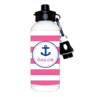 Personalized Water Bottle - Pink Anchor