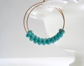 Turquoise and Hoop Earrings.  Gold Filled.