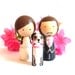 Wooden WEDDING CAKE TOPPER With Pet Custom Kokeshi Doll Wedding Cake Toppers Cute Cake Toppers