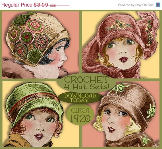 sale Crochet 4 SWEET & Easy 1920s CLOCHE HAT and Scarf Sets Pdf download