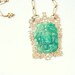 VENDOME Huge Faux Jade and Gold Double Dragon Pendant