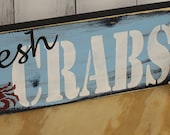 Fresh CRABS Sign/Ready to Ship/Ocean Decor/Beach Decor