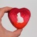 Felted Soap Red Ombre Heart with a Cat (Plumeria)