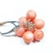 Peach Cluster Earrings - Romantic - Sterling Silver - Summer Colors