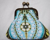 Light Blue and Olive Floral Patterned Coin Purses